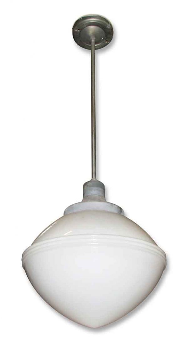 Globes - Art Deco School House Light with Original Aluminum Pole Fitter