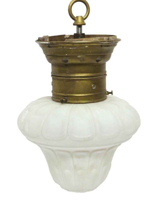 Globes - Fluted Cast Glass Globe with Original Brass Fitter