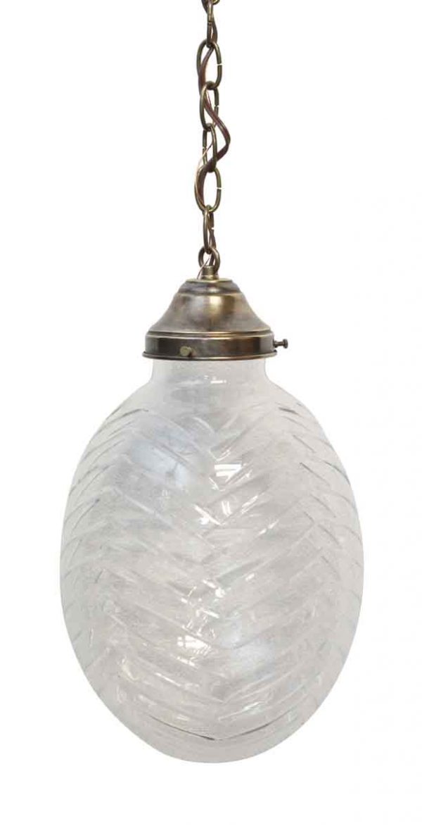 Globes - Large Egg Shaped Etched Crystal Pendant Light