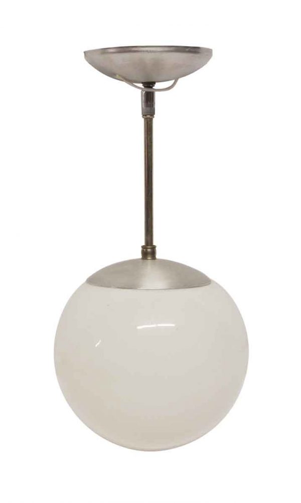 Globes - Round Milk Glass & Aluminum Light Fixture