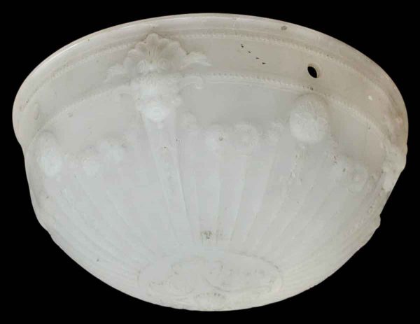 Globes & Shades - Antique Ornate White Cast Glass Dish Shade