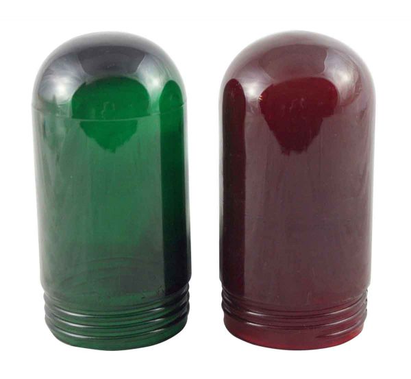 Globes & Shades - Industrial Red & Green Glass Bulb Protector Globes