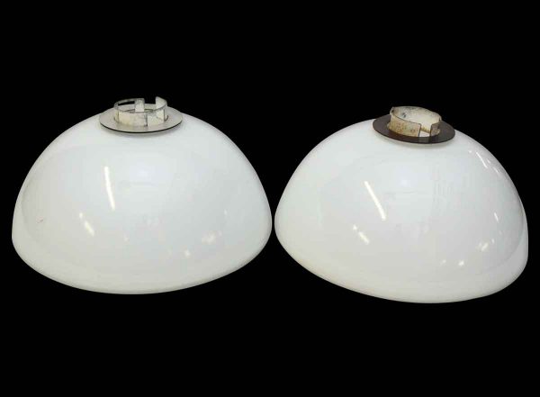 Globes & Shades - Mid Century Modern White 14 in. Milk Glass Shades