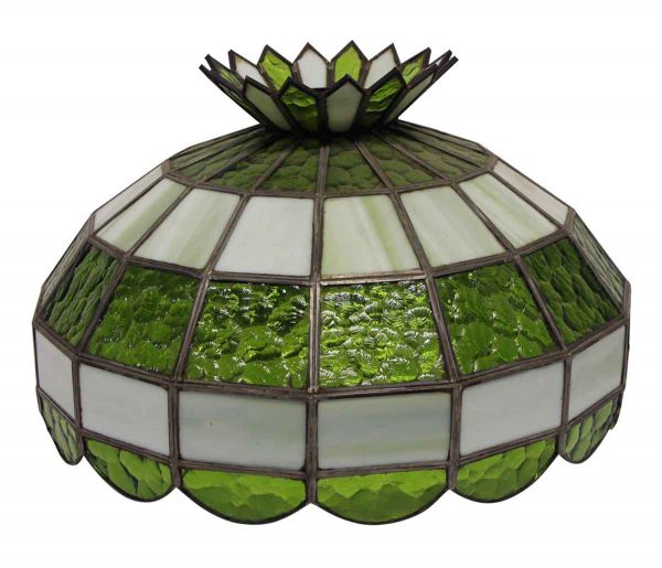 Globes & Shades - Tiffany Style Green & White Stained Glass Shade