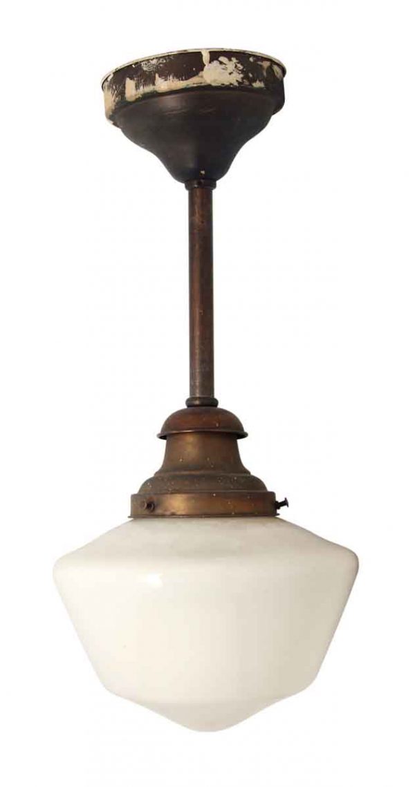 Globes - Vintage 9 in. White Milk Glass Pendant Pole Light