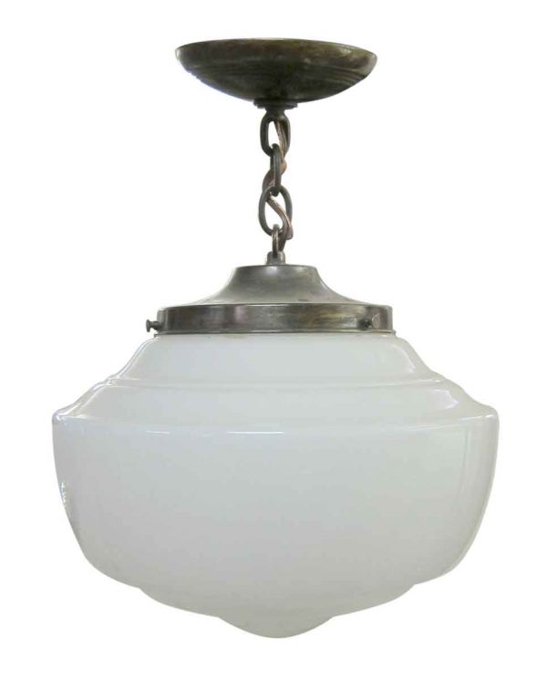 Globes - White Milk Glass Globe with Brass Chain Fitter
