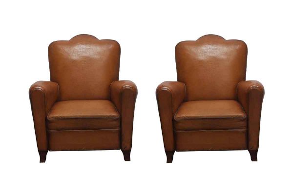Living Room - Pair of Vintage Imported Brown Leather Club Chairs