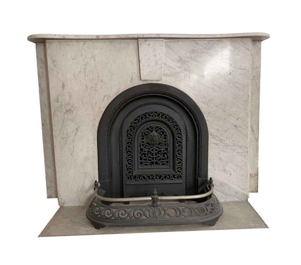 Mantels - Simple Arched NYC Townhouse Carrara Marble Mantel