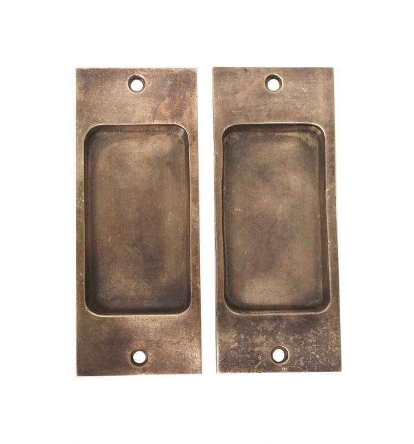 Pocket Door Hardware - Classic 5 in. Pair of Bronze Pocket Door Plates