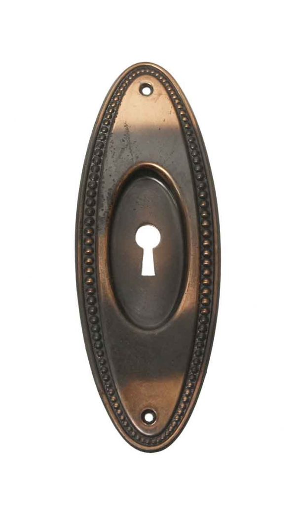 Pocket Door Hardware - Traditional Steel Japanned Finish Oval Pocket Door Plate