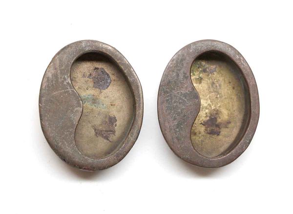 Pocket Door Hardware - Vintage Bronze Pair of Pocket Door Finger Pulls