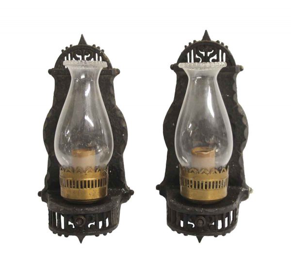 Sconces & Wall Lighting - Pair of 1910 Arts and Crafts Cast Iron Wall Sconces