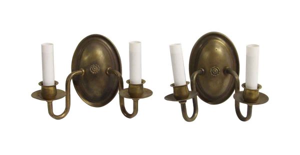 Sconces & Wall Lighting - Pair of Two Arm Traditional Brass Wall Sconces