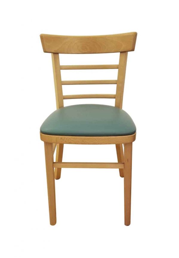 Seating - Vintage Maple Three Slat Ladder Back Chair with Green Seat