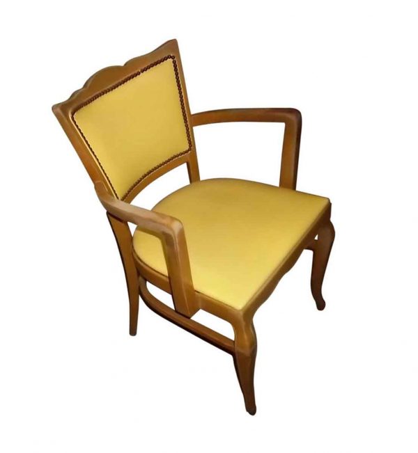 Seating - Vintage Studded Back Yellow Armchair
