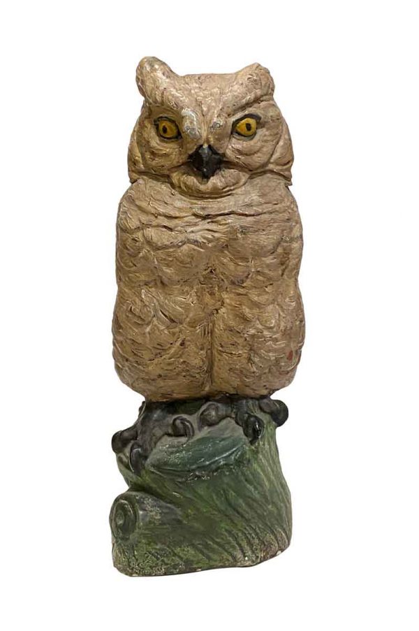 Statues & Sculptures - Painted Cast Concrete Owl Statue