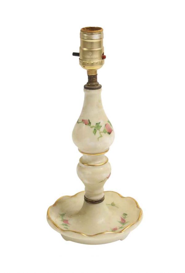 Table Lamps - Vintage Petite Glass Floral Vanity Table Lamp