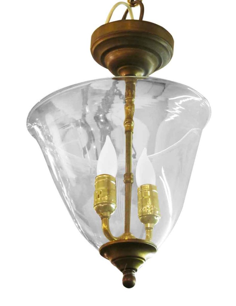 Ceiling Brass Up Light Pendant with Glass Globe | Olde Good Things