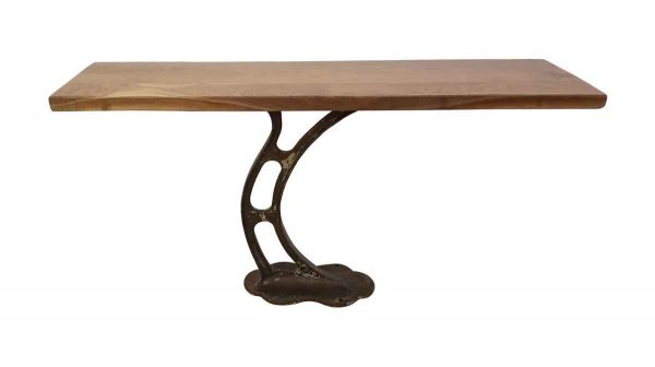 Altered Antiques - 5 ft Walnut Console Table with Cast Iron Industrial Base