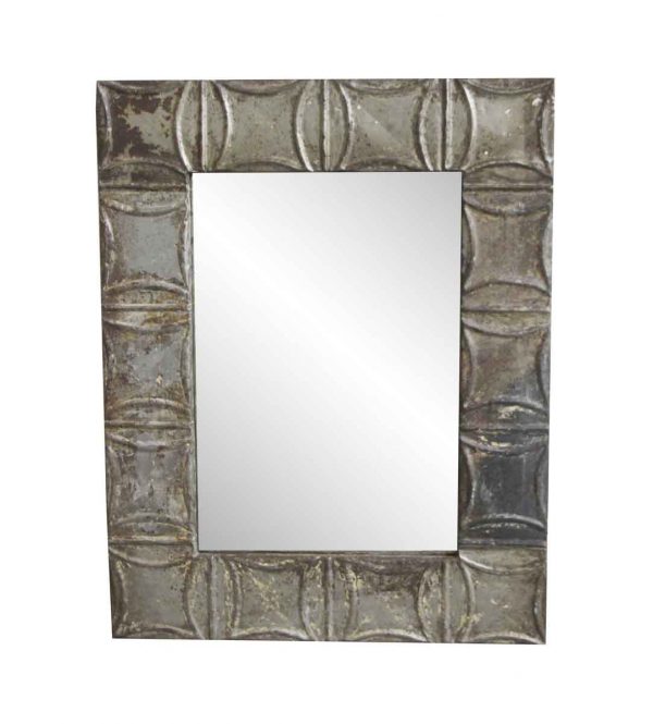 Antique Tin Mirrors - Gray Squares Antique Tin Mirror