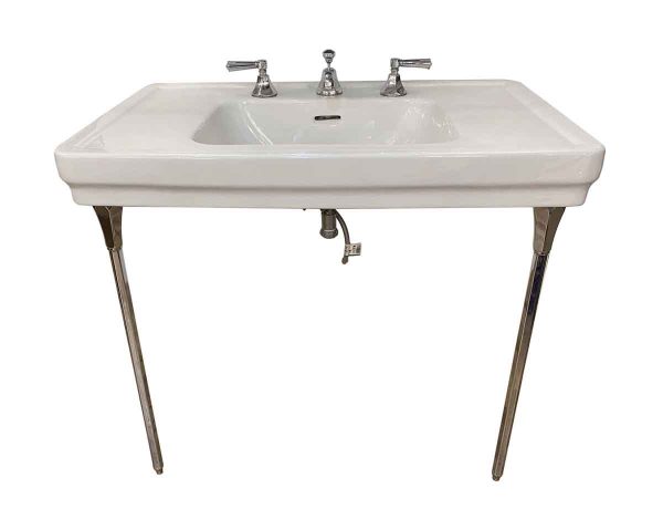 Bathroom - 1950s Standard Co. Wide Console Sink with Polished Nickel Legs