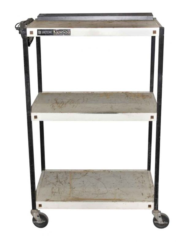 Carts - Vintage Office Metal 3 Tier Cart with Outlets
