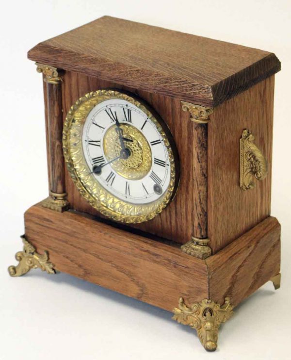 Clocks  - E Ingraham Company Roman Numeral Wooden Clock