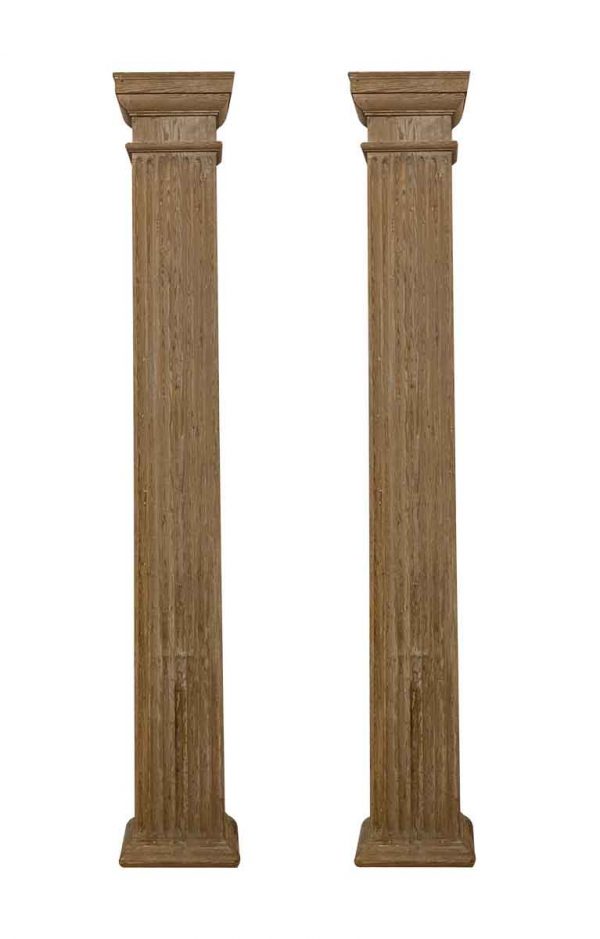 Columns & Pilasters - Pair of Antique 8 ft Heartpine Fluted Pilasters