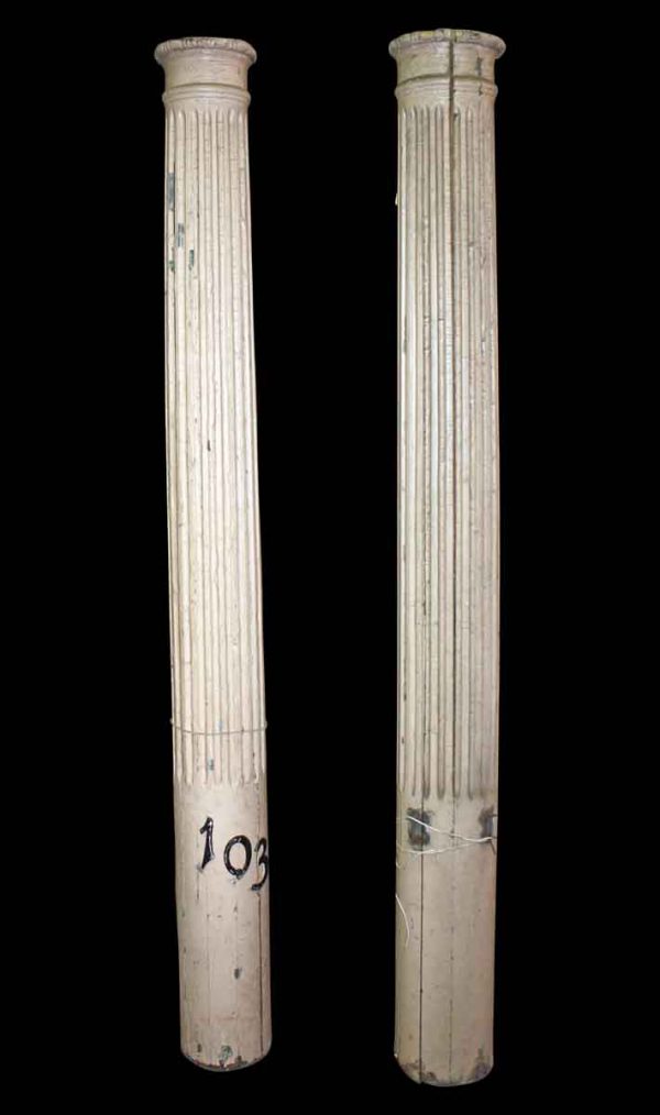 Columns & Pilasters - Pair of White Wood 7 ft Porch Columns