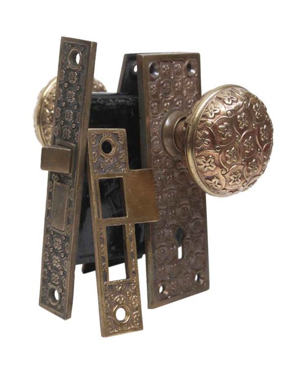 Door Knob Sets - Antique Yale & Towne East Indian Madras Door Knob Set