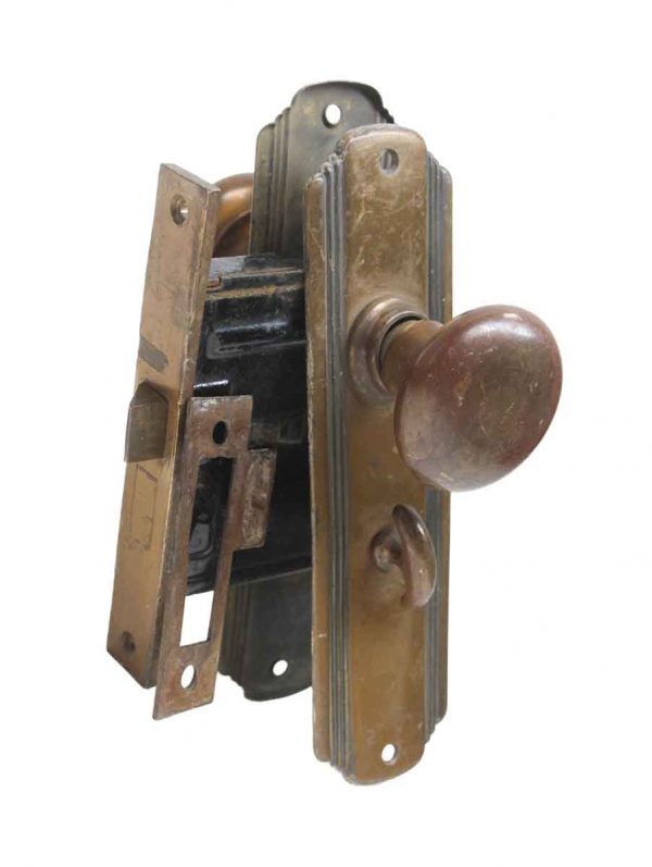 Door Knob Sets - Art Deco Bronze & Cast Iron Privacy Door Knob & Lock Set