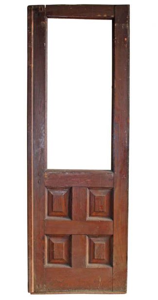 dark oak entry door with oval window — ARCHITECTURAL ANTIQUES