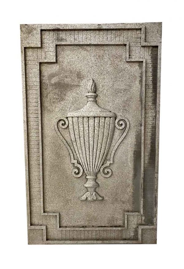 Exterior Materials - Art Deco Cast Aluminum Urn Building Facade Plaque NYC