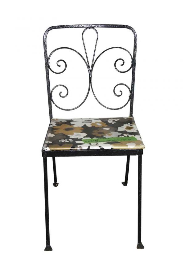 Flea Market - Vintage Floral Seat Black Metal Chair