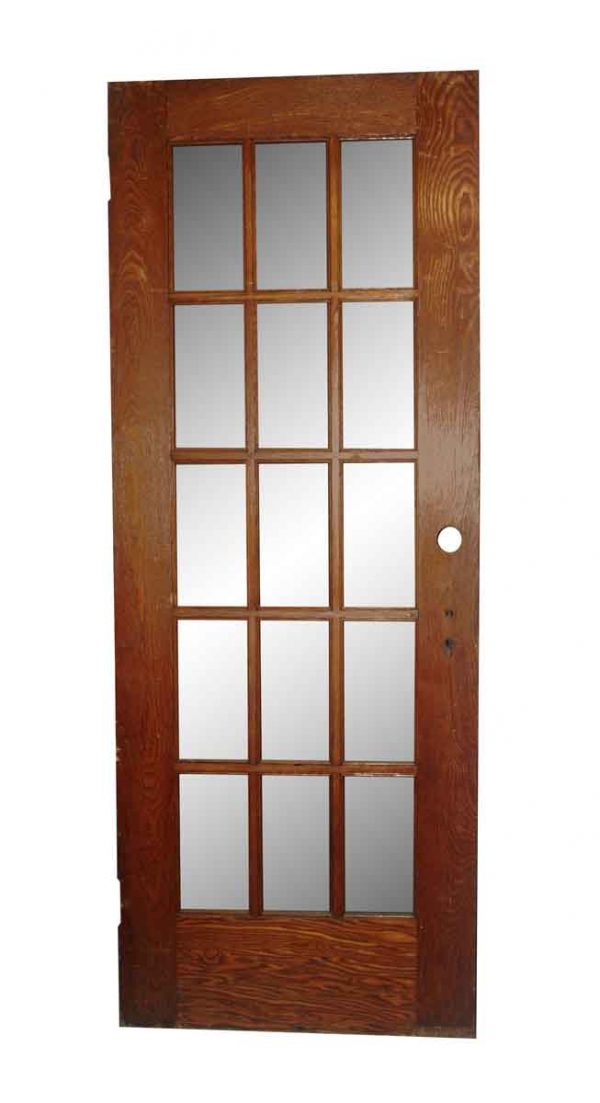 French Doors - Antique 15 Lite Stained Oak French Door 79 x 30