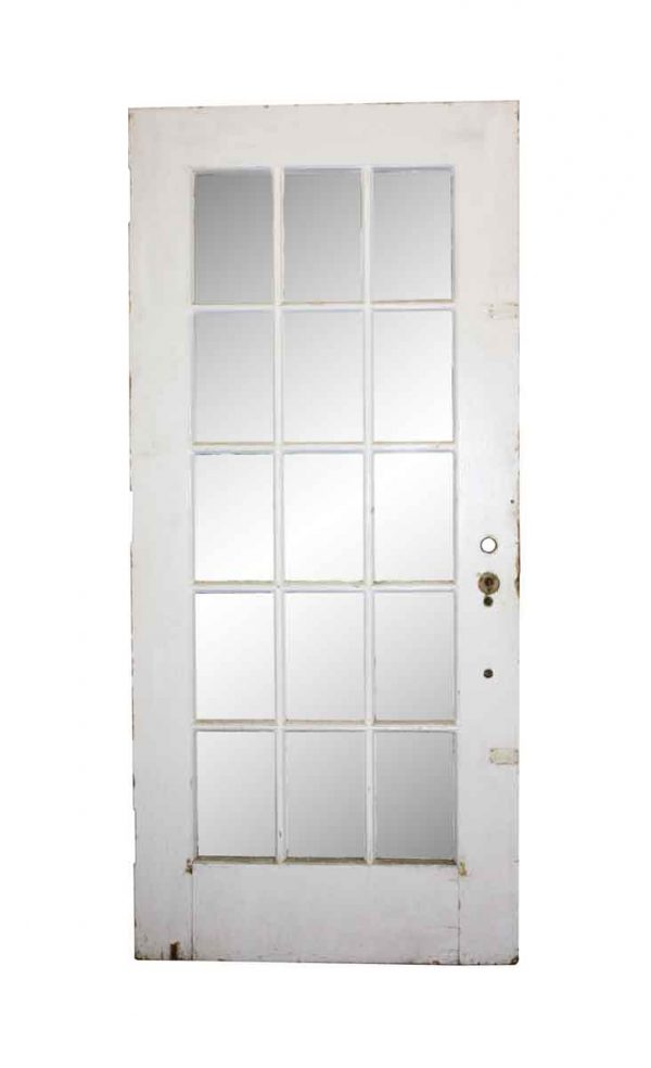 French Doors - Antique 15 Lite White Wood French Door 83.5 x 37.875