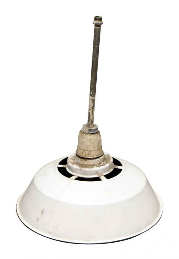 Industrial & Commercial - Factory White Metal Shade Pole 20 in. Pendant Light