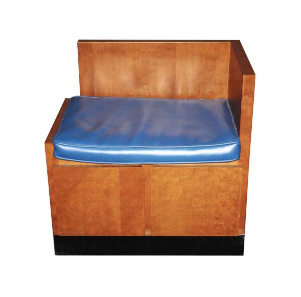 Living Room - 1970s Mid Century Vinyl Blue Corner Chair