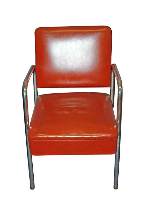 Office Furniture - Mid Century Vintage Burnt Orange Vinyl Chair
