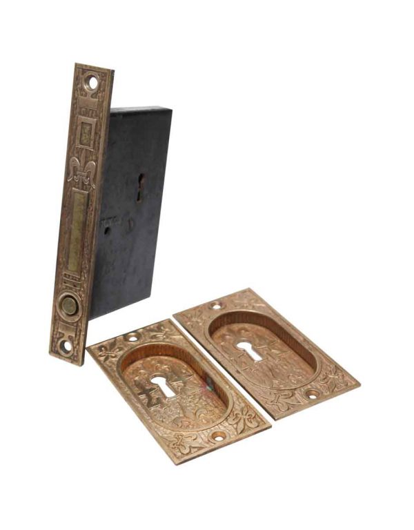 Pocket Door Hardware - Mallory Wheeler Fleur de lis Bronze Pocket Door Set