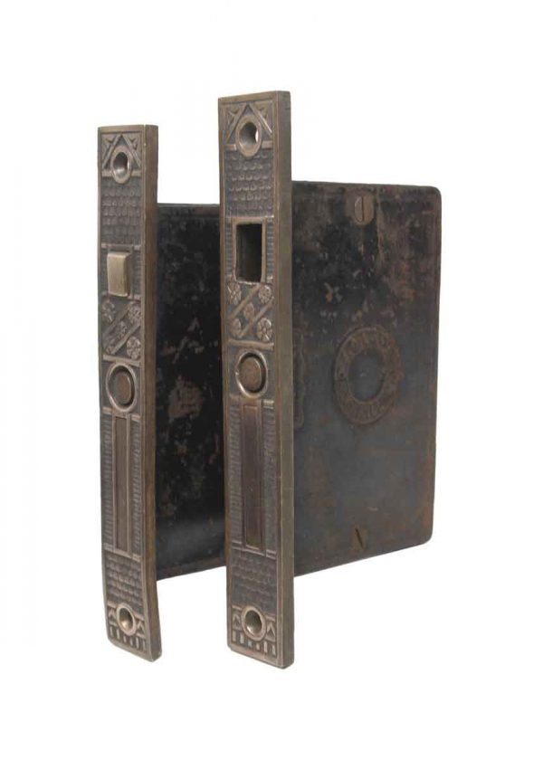 Pocket Door Hardware - Victorian F.C Linde Bronze Pocket Door Set