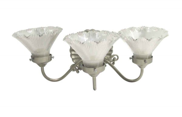 Sconces & Wall Lighting - 3 Arm Nickel Over Brass Wall Sconce with Glass Shades