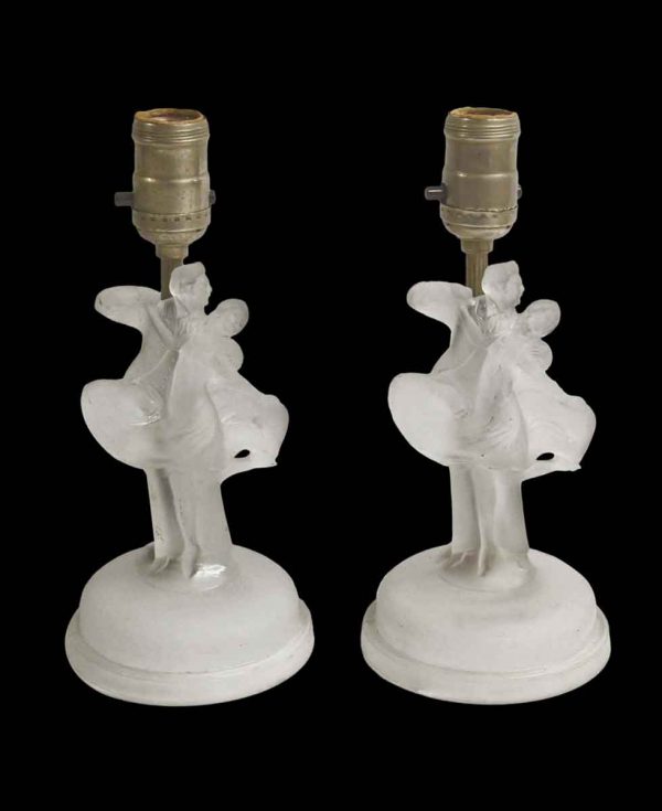 Table Lamps - Pair of 1930s Glass Figural Vanity Table Lamps