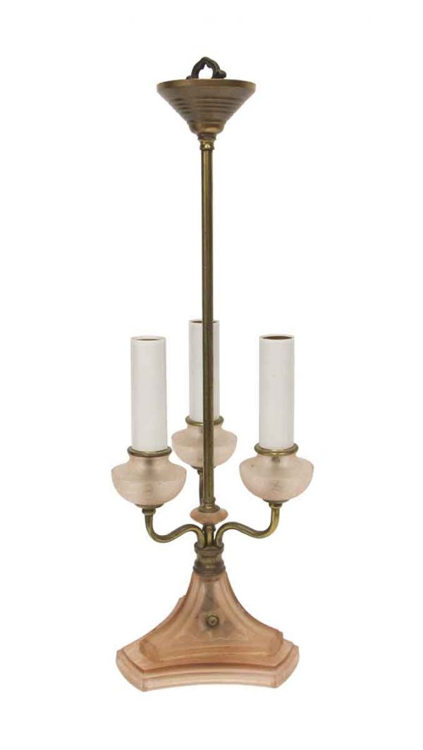 Table Lamps - Victorian Pink Glass 3 Arm Table Lamp