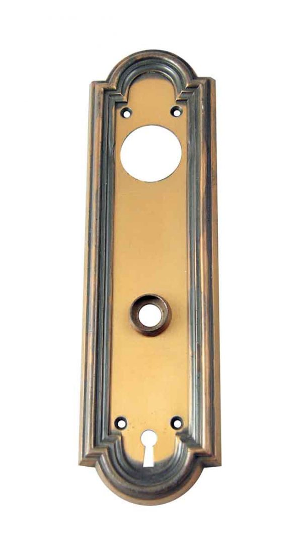 Back Plates - 10.5 in. H Olde New Stock Brass Plated Door Back Plate