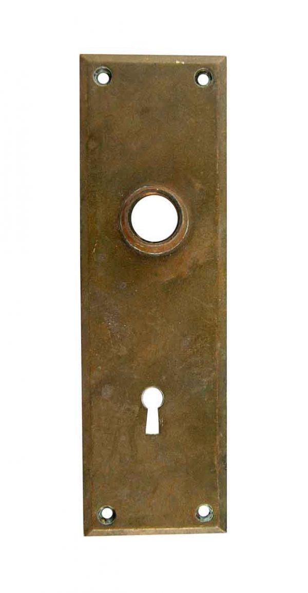 Back Plates - 7.5 in. Plain Cast Bronze Door Back Plate with Keyhole Cover