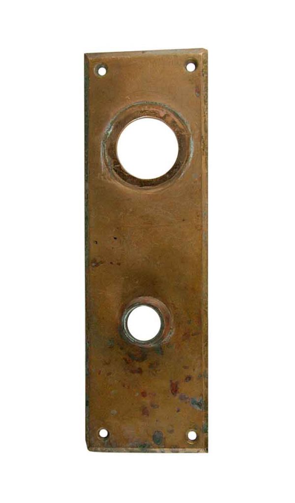 Back Plates - 8 in. Plain Cast Bronze Door Back Plate with Lock Insert