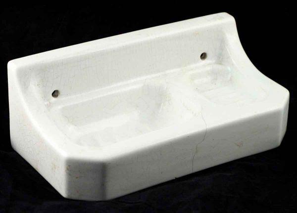 Bathroom - Antique White Porcelain Soap & Sponge Surface Mount Holder