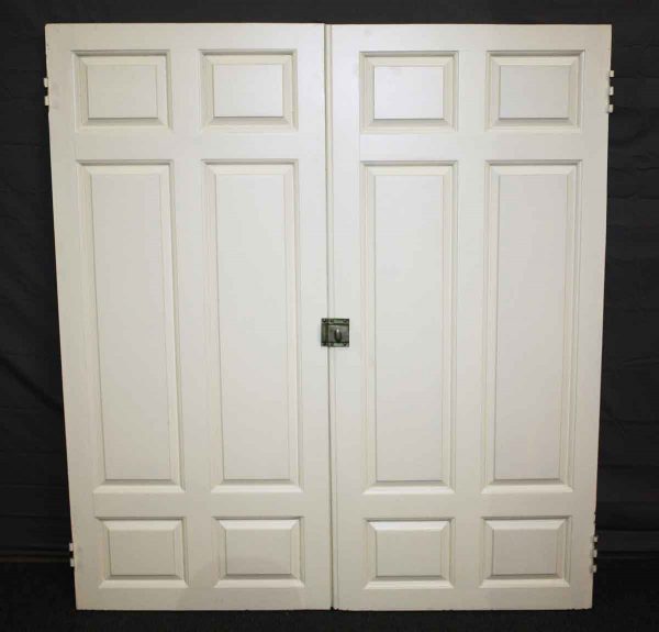 Cabinet Doors - 1800s Built-in Cabinet Pine White Double Doors 45.75 x 41.375