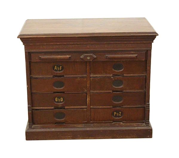 Cabinets - Antique Walnut Roll Front File Cabinet